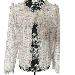 🆕 NWT Lulumari Fringe/Distressed Edge Lightweight Jacket Blazer Size Medium